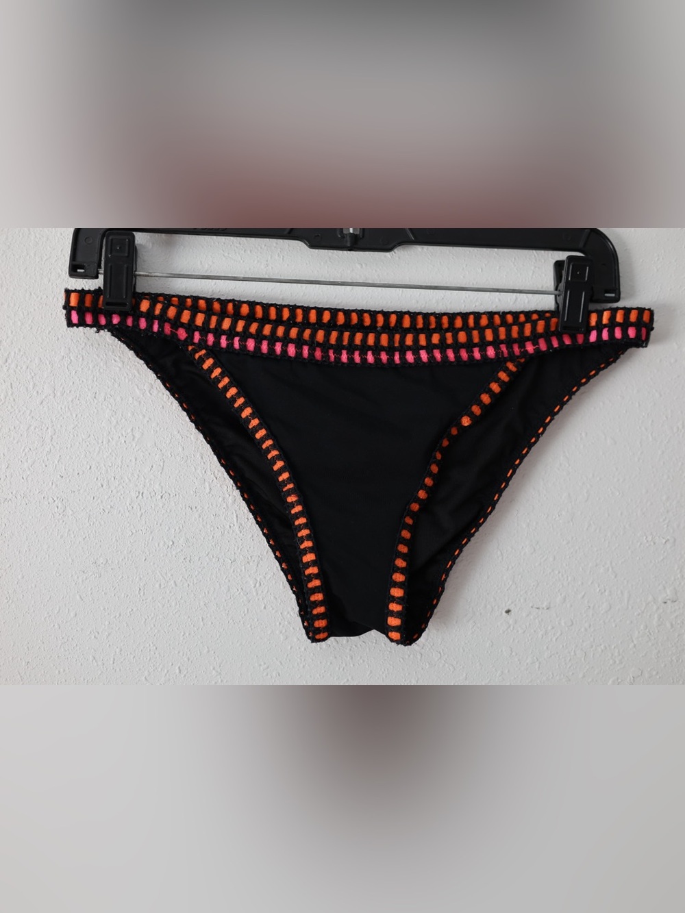 Victoria's Secret Black Bikini Bottom with Orange & Pink Accent Stitching